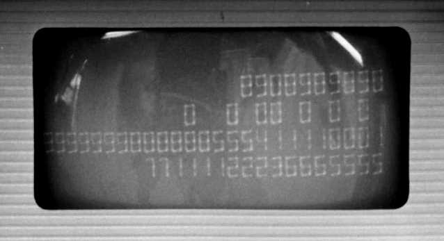 Figure 4 — The SRI display on the EDTC-1 prototype: rows of figure-8 digits, the method the production machine kept.