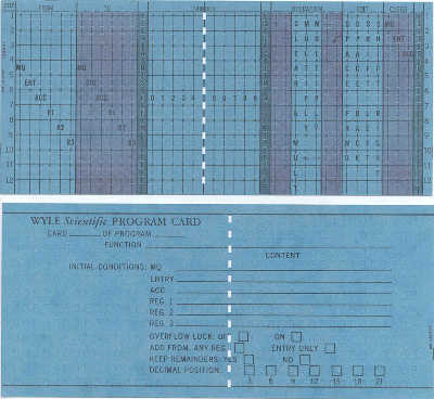 Figure 16 — A Wyle Scientific program card, punched with a pen point for the PC-01 reader.