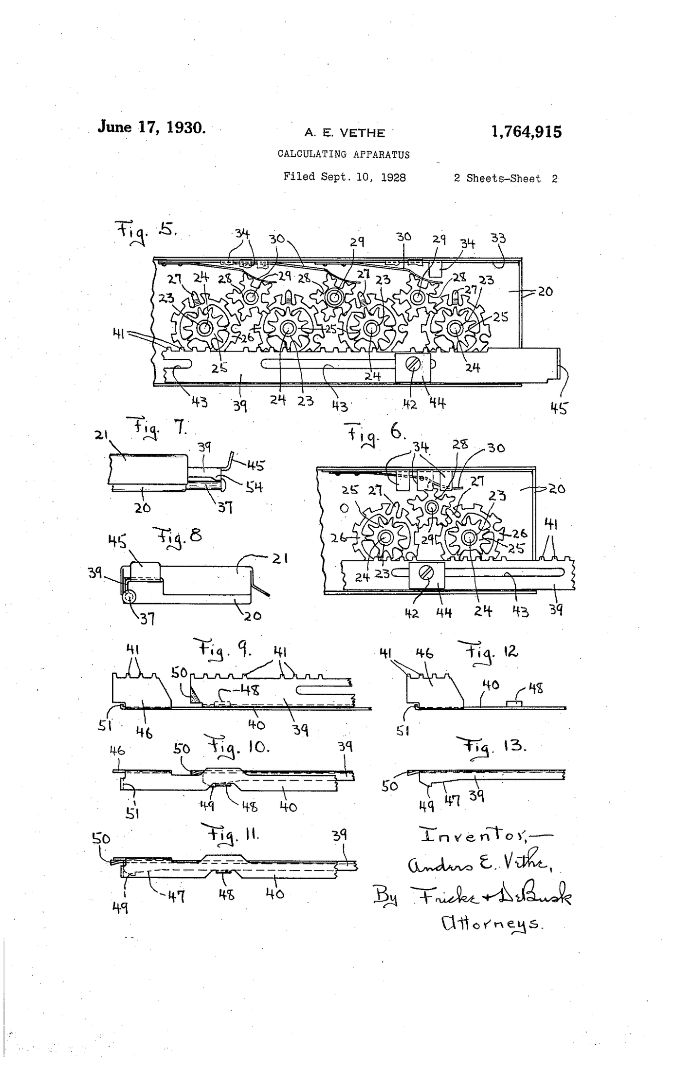 Figure 3 — Vethe's US 1,764,915, sheet 2.