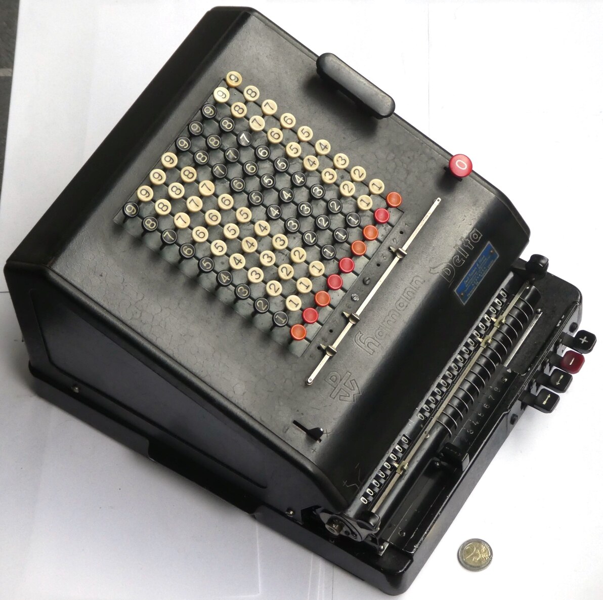 Figure 16 — A Hamann Delta, serial 1368, a full-keyboard electric machine of the 1930s on the same switching-latch principle.