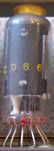 Figure 8 — Side-view NEC CD-66 Nixies, with numerals about 5/8 inch high, in a Toshiba BC-1411 of 1966.