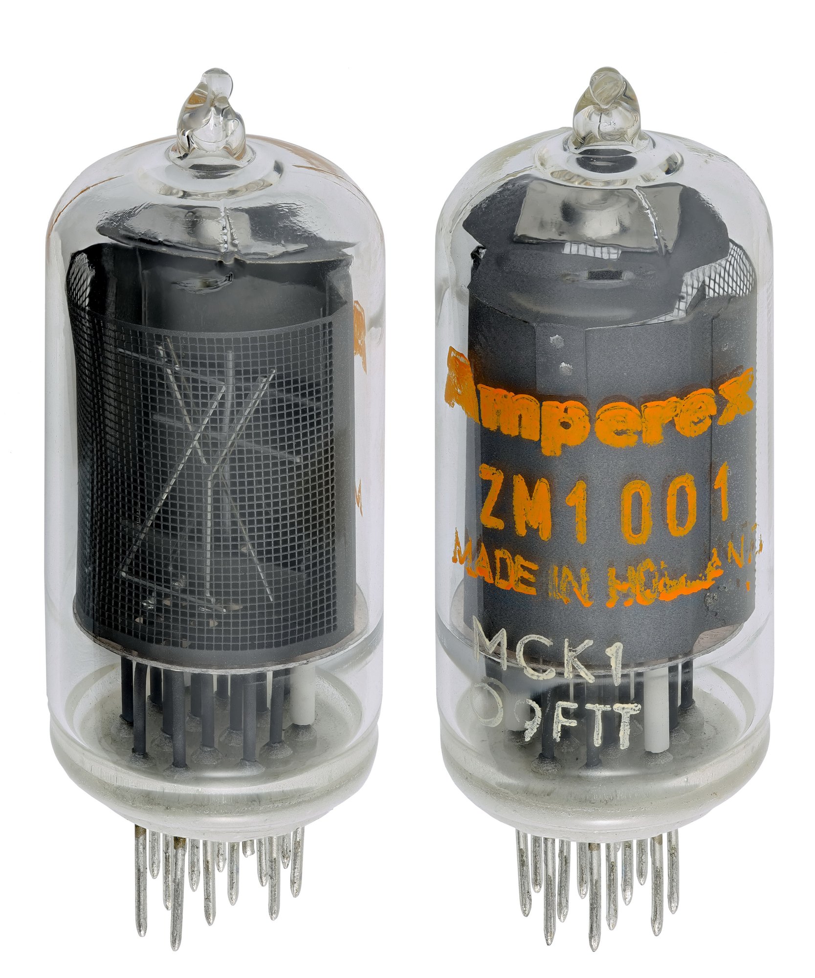 Figure 5 — An Amperex ZM1001, a small side-view Nixie of the ZM1000 family made for electronic calculators, with its flying leads.