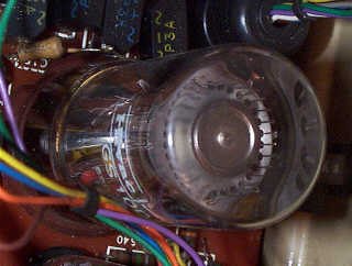 Figure 6 — The Hivac GS10D Dekatron of the ANITA Mk VIII, its master timer and keyboard scanner: a single tube in which a glow steps round a ring of ten cathodes.