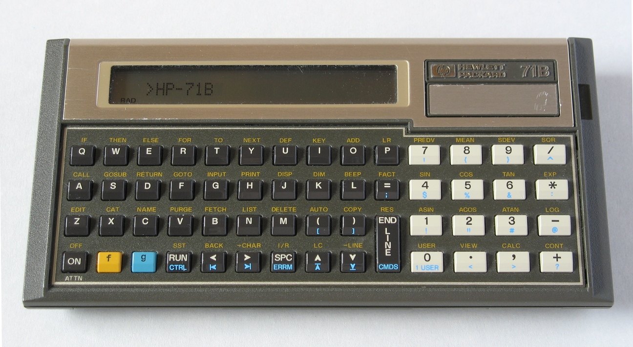 Figure 17 — The HP-71B of 1984, the first machine with HP's Saturn processor, programmable in BASIC and, with modules, in FORTH and assembler.
