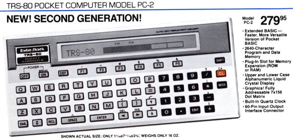 Figure 3 — "New! Second generation!": the TRS-80 PC-2 in a Radio Shack catalogue at $279.95.
