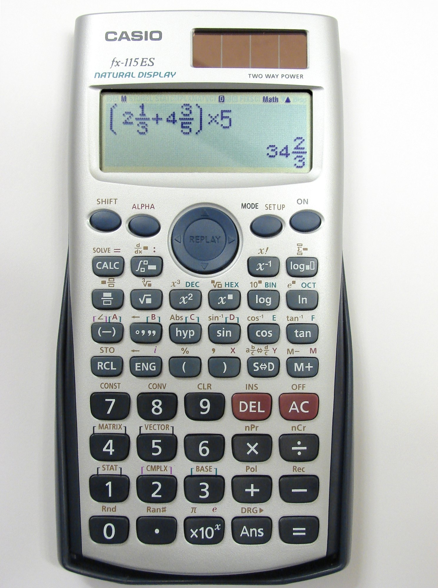 Figure 8 — The Casio fx-115ES, the ES family's top American model, which American engineering exams allow.