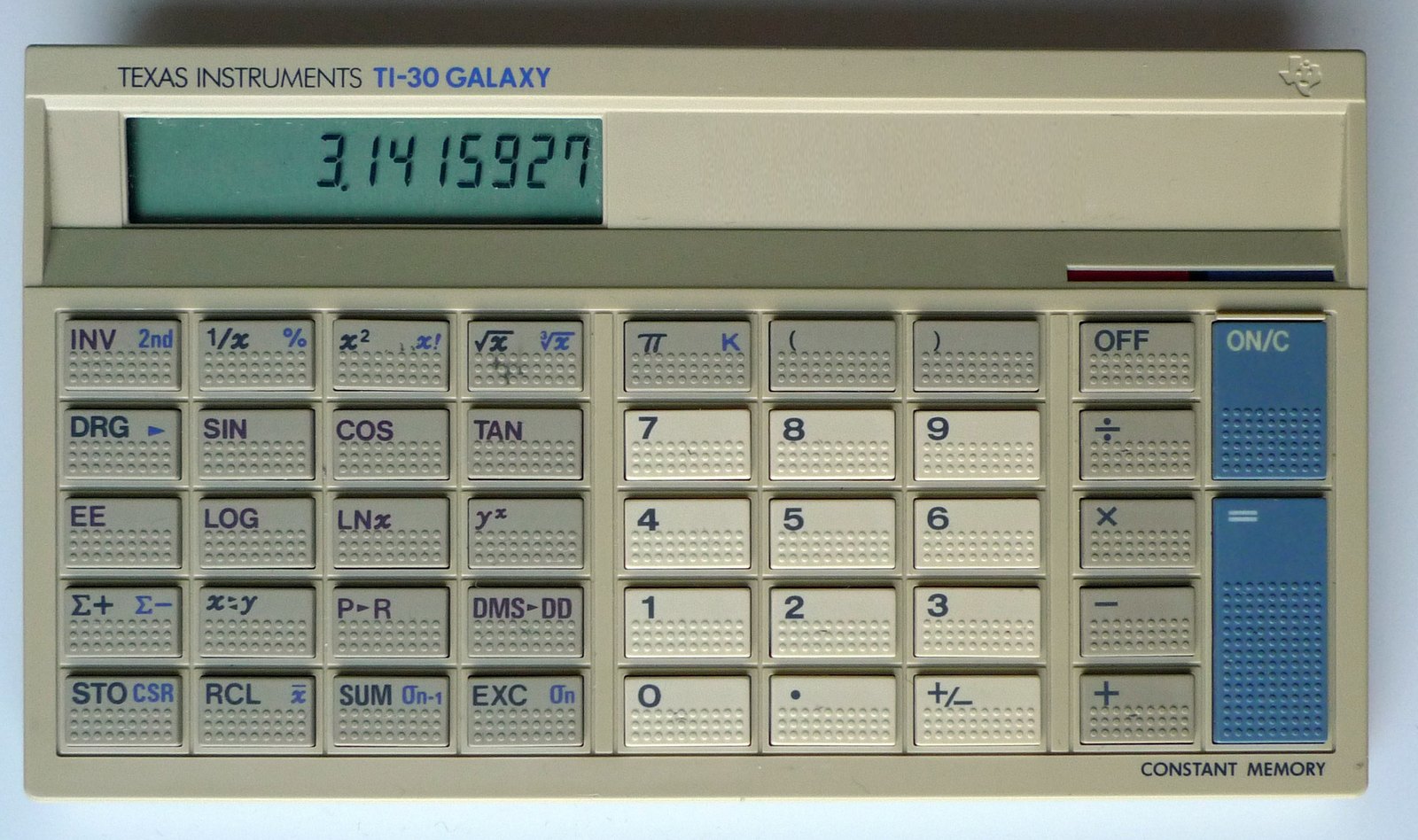Figure 11 — The TI-30 Galaxy of the 1980s, the TI-30 in a landscape case.