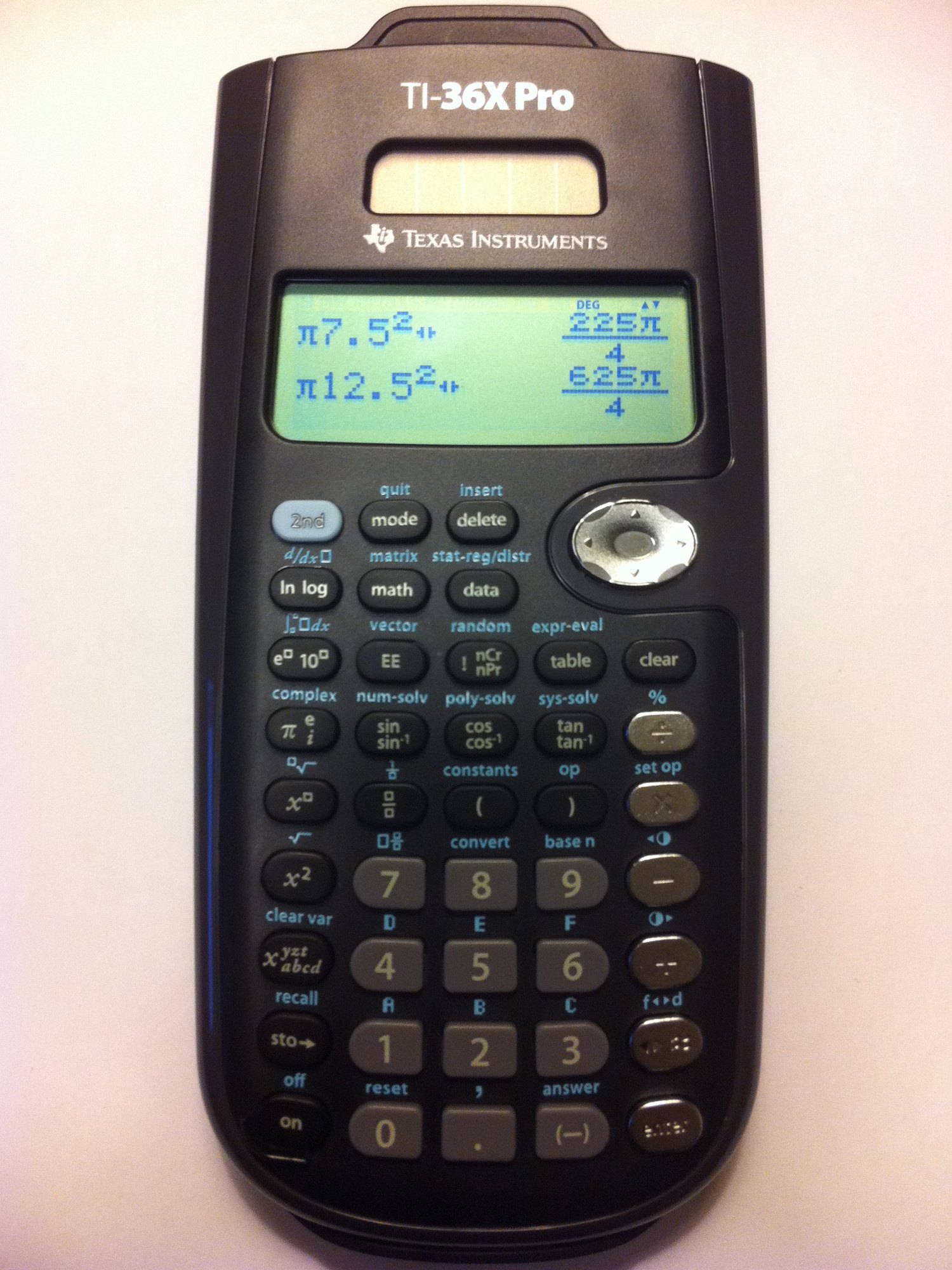 Figure 15 — A TI-36X Pro of 2011, showing results in MathPrint.