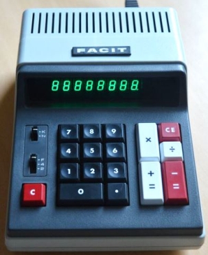 Figure 20 — A Facit 1114 of late 1972, a Swedish-badged Japanese machine with a Hitachi chip and eight fluorescent digit tubes.