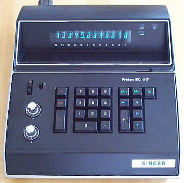 Figure 18 — The Friden EC-1117A of 1972, built by Hitachi for Singer-Friden: the fluorescent version of a Nixie machine, with twelve single-digit tubes.